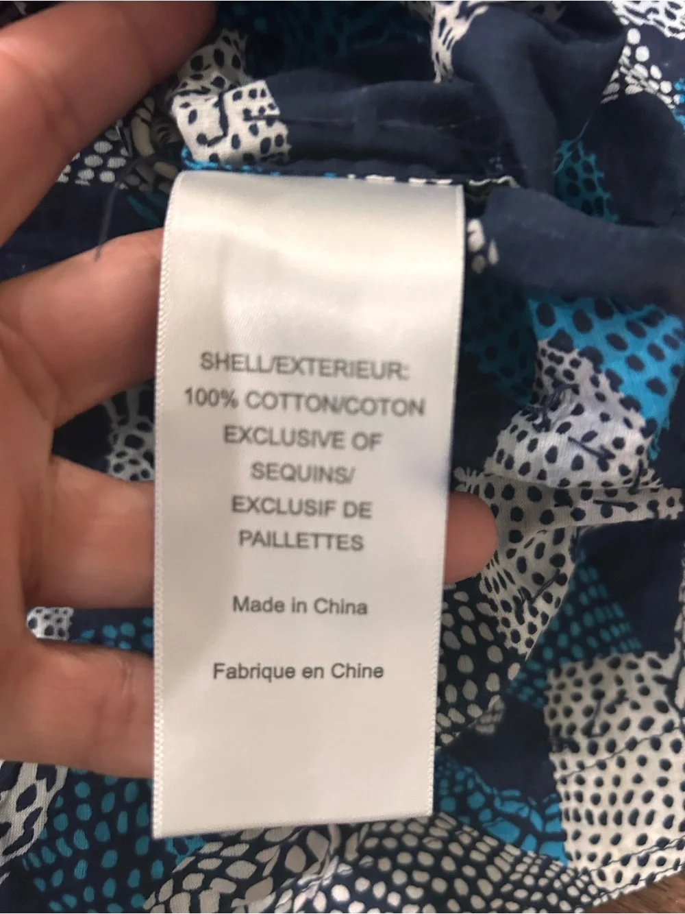 Tory Burch Navy, White & Teal Printed Button-Front Blouse
